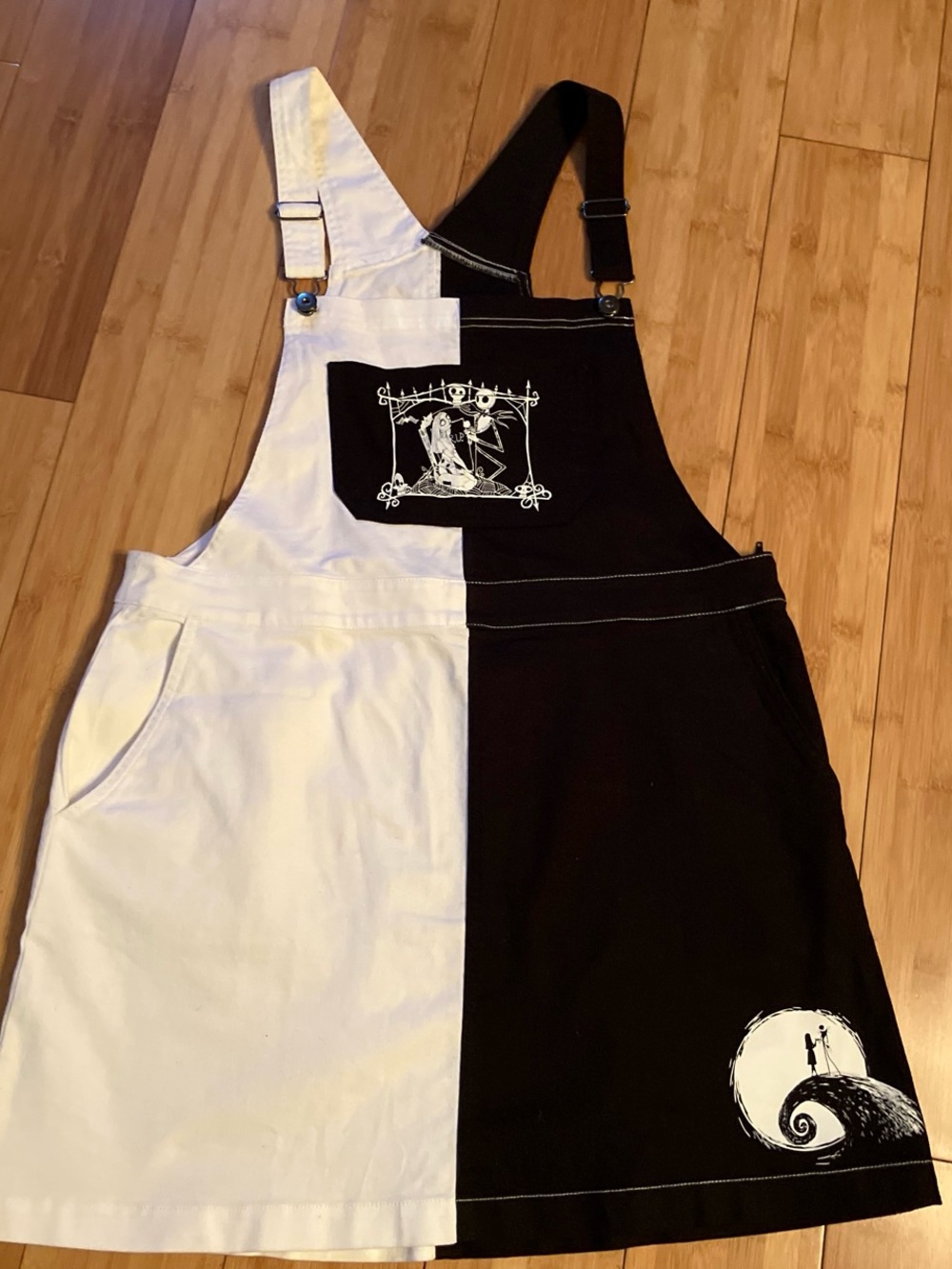 Hot Topic Black and White Nightmare Before Christmas overall skirt